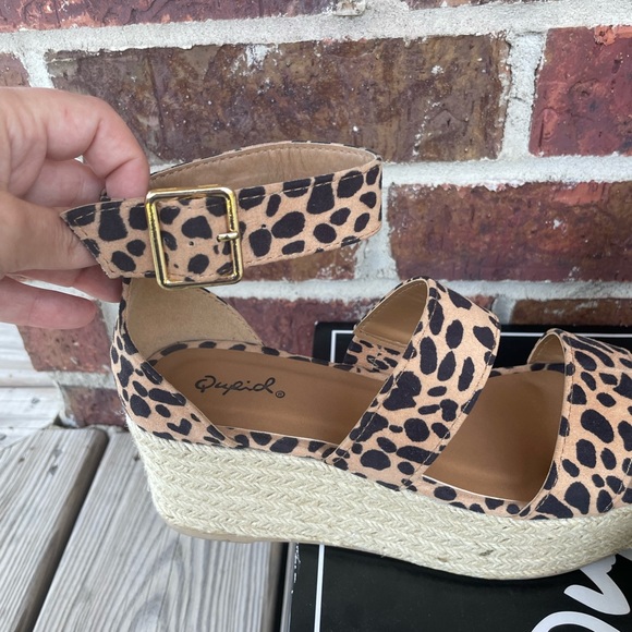 Ladies Qupid Big Bang Tan Leopard Print Platform Sandals With Box Size 6 - Picture 2 of 13